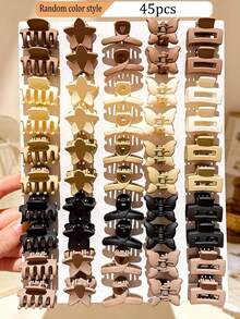 5/25/45pcs Assorted Random Brown & Tortoiseshell Mini Hair Clips, Anti-Collapse Hair Clips, Fashion Versatile Hair Accessories For Girls, Suitable For Daily, Campus And Other Occasions - Multicolor - View 7