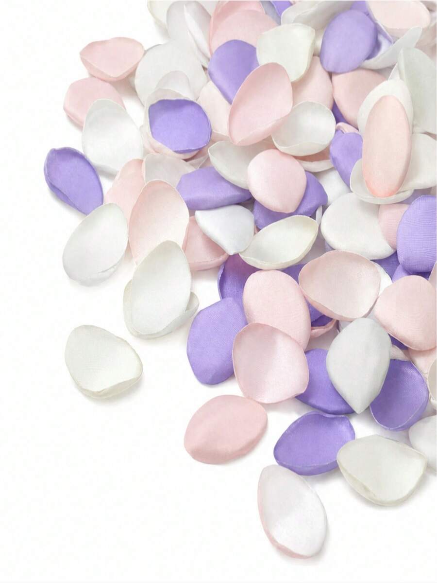 50/100片絲綢玫瑰花瓣,人造花瓣,適用於婚禮花童籃、走道花瓣撒播、晚餐桌中心裝飾、派對紙屑、新娘派對、浪漫夜晚裝飾 - 粉紅白紫組合 - 查看 1