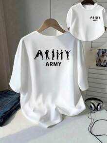Chemise 100% coton pur avec impression double face, unisexe, présentant un design de motif noir frappant qui montre des silhouettes de figures et le mot sur le devant et le dos, ce qui en fait un produit parfait - Blanc - Voir 6