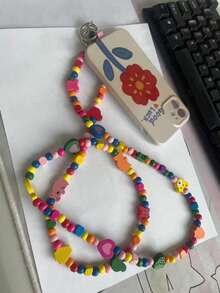 1pc Long Strawberry Koala Hanging Chain Same Style Beaded Chain Universal Mobile Phone Chain Bag Pendant Diy Color Oblique - Multicolor - View 3