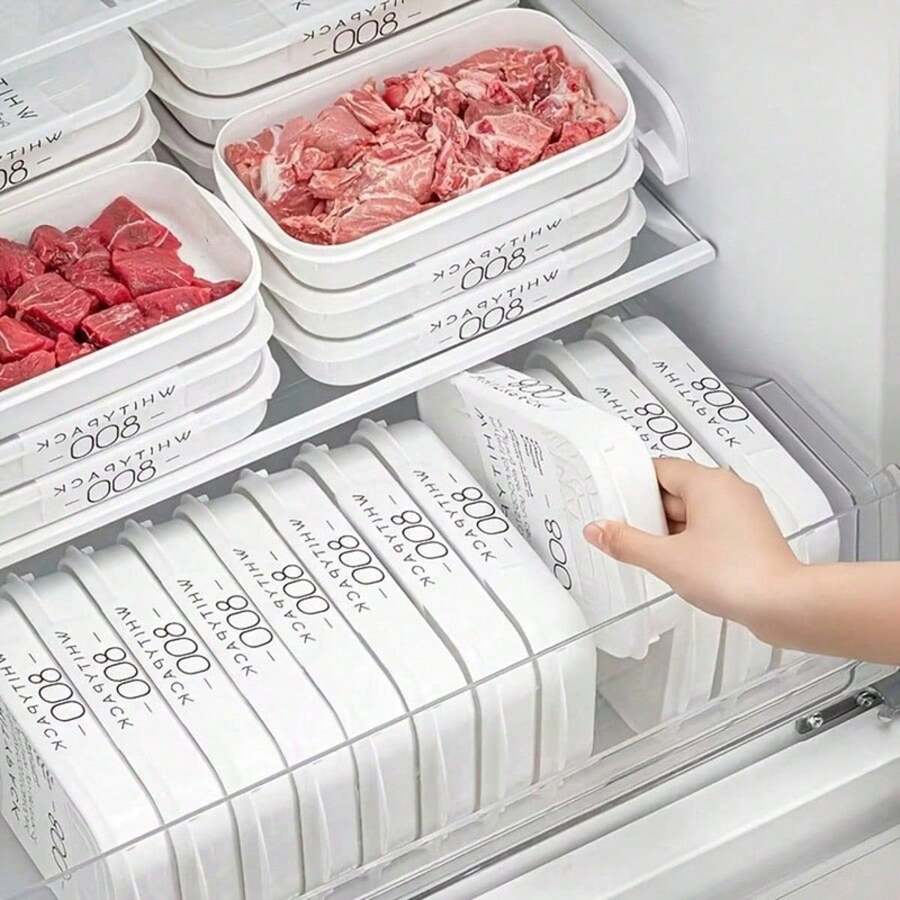 1/3件組可重複使用食品儲存容器套組，冰箱儲存盒，附蓋冷凍食品容器，可堆疊，食品保鮮盒，肉類冷凍容器，水果保鮮盒，便當盒