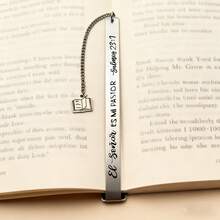 1pc Personalized Text Bookmark, Stainless Steel Bookmark, Reading Marker Book Lover Gift, Friend Birthday Gift, Valentine's Day, Graduation Gift, Reading Gift - Silver - View 2