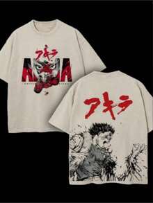 Camiseta de Algodón Grueso para Hombre con Diseño de Anime - Camiseta Gráfica de Manga Cyberpunk Adecuada para Ropa Urbana Y2K, Moda Gótica Retro Otaku, Camiseta de Cuello Redondo Lavable a - Negro - Ver 5