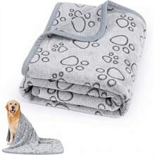 1pc Soft Dog Blanket Warm Flannel Puppy Blanket For Small Medium Dogs Paw Print Puppy Cat Blanket Flannel Throw For Small Medium Dogs - Grey - View 13