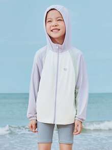 mini bala UPF50+ Tween Girl Lightweight Sun Protection Jacket Breathable UV Coat - Pink Purple - View 1