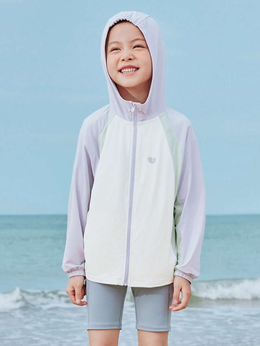 mini bala UPF50+ Tween Girl Lightweight Sun Protection Jacket Breathable UV Coat - Pink Purple - View 1