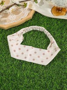 1pc French Vintage Polka Dot Headband, Wide Elastic Hairband, Vacation/Street Style/Daily Versatile Hair Accessory - Multicolor - View 9
