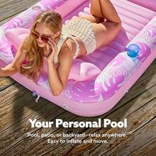 Extra Large Inflatable Sunbathing Pool Lounge Chair - 4-In-1 Sunbathing Tub, Raft, Floating Bed And Pillow, Adult Outdoor Summer Pool Float Mat, Durable Blue Design, Suitable For Ball Pit Parties And Water Fun, Sturdy Structure - 1PC - View 5