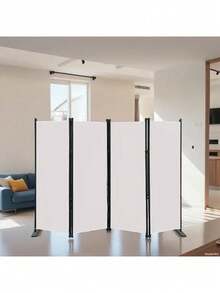 Biombo Separador Portátil Fácil Montaje 4 Paneles Moderno - beige - Ver 6