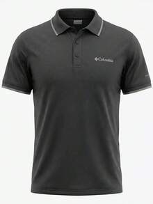 Columbia Summer New Men's Short Sleeve Casual Sports POLO T-Shirt - Black and Gray - View 2