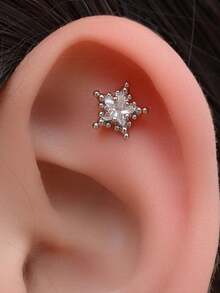 1pc Hypoallergenic Non-Fading Star Stud Earrings 14K Gold Plated Stackable Style Suitable For Upper Ear, Mid-Ear, Outer Ear Helix, Small Ear Cartilage, Anti-Tragus, Cochlear Piercing - A Pair Of Round Beaded  Star Earrings - View 10