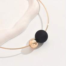 1pc Elegant Minimalist Metal Choker Necklace With Asymmetric Small Ball Design, Premium Style, Suitable For Banquets, Gatherings, Holidays, Gifts And Parties - White - View 8