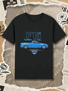 Streetwear T-Shirt With FG Turbo Car Graphic, In Soft Cotton, Comfortable, Casual And Comfortable Fit, With Artistic Print. - Black - View 2