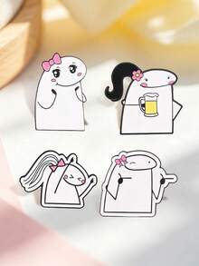 4件組 Flork 迷因琺瑯胸針套組，幽默女孩心情胸針包，粉絲專屬獨特配件，完美禮物首選 - 彩色 - 查看 8