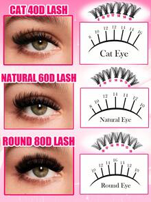 YIDUO Pre Glued False Lashes Clusters 40D/60D/80D Fine Lashes Clusters Glue-Free False Lashes Extensions Lightweight D-Curvature Clustered False Eyelashes 8-16mm Pre-Taped False Eyelash Clusters Individual Lashes Effortless Makeup Application - D - View 2