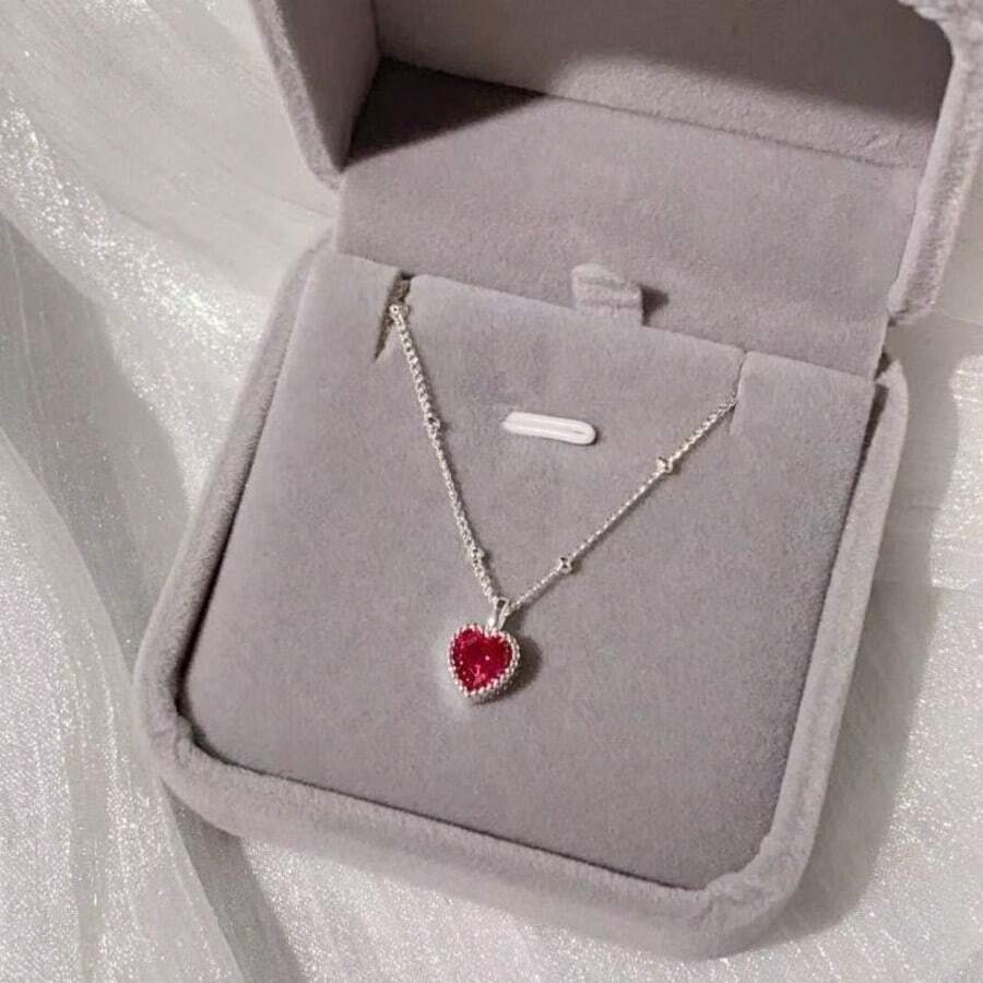 INS Style Multi-Color Heart Necklace - Mini Sweet Heart Clavicle Chain - Minimalist Multi-Color Heart Necklace - Luxury Clavicle Chain - Versatile Daily Commute Date Matching, Gift For Girlfriend, Jewelry - Multicolor - View 1