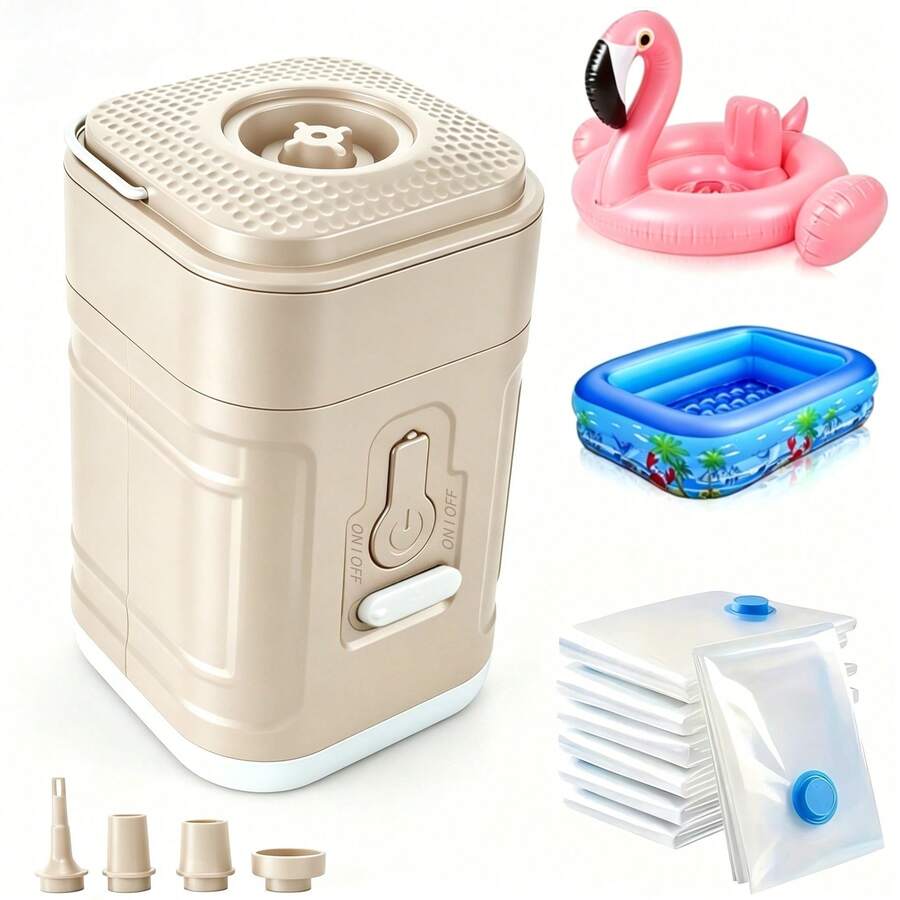 RAF 便攜式無線迷你電動充氣泵 多功能充氣抽氣機 適用於衣物、袋子、床墊、充氣墊、充氣床、船、游泳圈 輕量化空氣壓縮機 露營旅行必備 夏季熱銷商品 特惠優惠