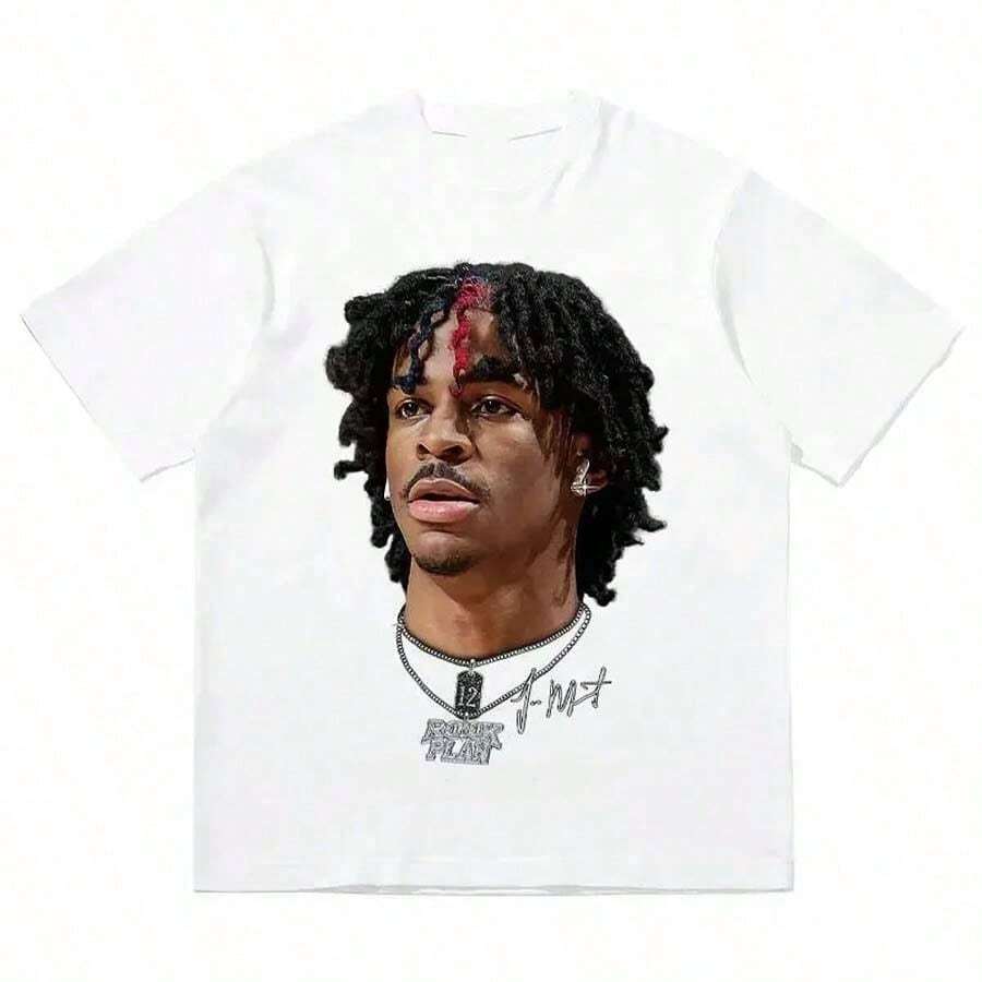 New 2026 Collection: Graphic T-Shirts Of Ja Morant, D Rose, Anthony Edwards, MVP Basketball Jerseys, Vintage Hip-Hop And Rap Streetwear For Men And Women Fans, Music T-Shirts - 白色 - 查看 1
