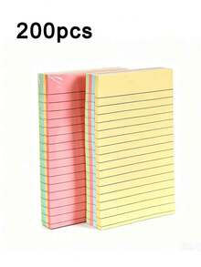 2pcs/1pc Lined Sticky Notes, 4 Colors Mixed 100 Sheets/Book, Portable Student Note Marking Sticky Note Pad, Self-Adhesive Easy To Use, Suitable For Office, Home, School, Office Assistant, Study Supplies, Back To School Essential, Dormitory Essential - 10*15.2cm - View 8
