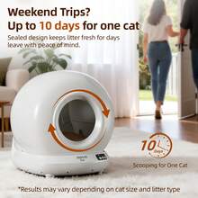 Open-Top Automatic Cat Litter Box, Self Cleaning Litter Box For Multi-Cat Families, APP Control, Safety Protection, 10.5L Large Waste Bin, White, 1 Roll Waste Bag - 美規B型插(110-127V) - 查看 8
