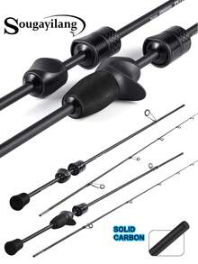 SOUGAYILANG Ultra-Light Carbon Fiber Trout Rod, Suitable For Sunfish/Bass - Solid Tip & Ceramic Guides 1-7g Lure Weight RF Action, High-Strength Reel Seat - Sensitive For Beginners & Stream Anglers, Enjoy Fishing Fun - Black - View 1
