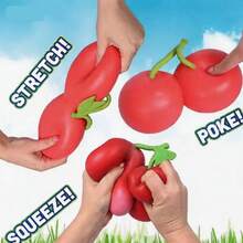 1pc Cherry Shaped Squeeze Toy, Soft Stretchable Stress Relief Fidget Toy, Suitable For Teens And Adults - Multicolor - View 4