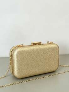 Bolsa Carteira Feminina Elegante Com Corrente Para Festa/Casamento/Banquete - Dourado - Visão 5