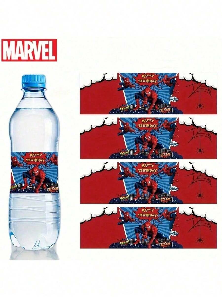 Marvel 10pcs Superhero Spider Man Water Cup Stickers Cute Cartoon Patterned For Birthday Parties Banquets Festivals Party Decorations Picnic Table Decorations Outdoor Party Supplies Holiday Party Gifts Spider Man Fan Series Favors - 英雄水瓶座貼紙 - 查看 1