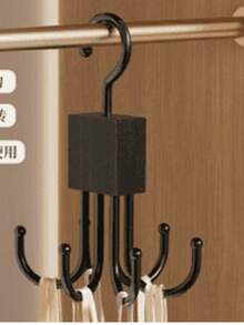 1/2 Packs Belt Hanger, New Large Capacity Multi-Functional Hanger, Rotatable Wooden Cube Design Belt Rack Closet Storage, For Storing Belts, Bras, Vests, Ties, Scarves, Wallets, Stainless Steel Hook - Multicolor - View 2