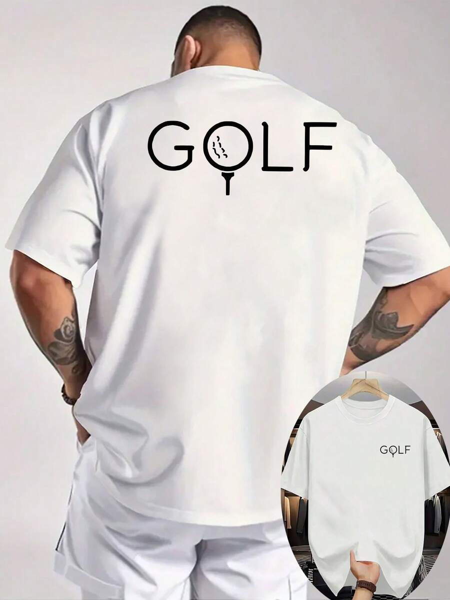Men's Casual Summer T-Shirt, Size, With Ribbed Crew Neck And Short Sleeves, Made Of Knit Fabric, Cool And Comfortable, With Double-Sided Print On The Front - 白色 - 查看 1