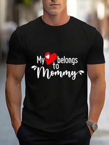 Camiseta Casual de Manga Corta para Hombre - Estampado de Corazón Mi Amor de Mamá, Camiseta Transpirable de Verano,% Poliéster, Corte Regular, Cuello Redondo, Adecuada para Gimnasio - Blanco - Ver 6