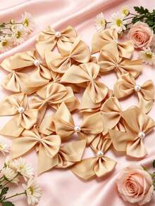 50PCS/20PCS Half-Round Patch Beads Handmade Ribbon Bows, DIY Jewelry Hair Accessories, Clothing Doll Decoration DIY Apparel Headwear Decoration Accessories - Half-circle Pearl Bow - View 11