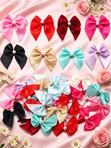 50PCS/20PCS Half-Round Patch Beads Handmade Ribbon Bows, DIY Jewelry Hair Accessories, Clothing Doll Decoration DIY Apparel Headwear Decoration Accessories - Half-circle Pearl Bow - View 16