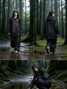 1pc Set Raincoat + Pants Unisex Raincoat And Single Piece Full Body Raincoat. Reusable. Extra Long And Extra Large, Lightweight Material. Suitable For Outdoor Leisure, Hiking, Cycling And Outdoor Activities, Portable Use, Multiple Colors Available - Women's Raincoat - View 4
