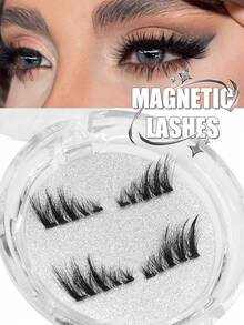 Asiteo A Pair Magnetic Eyelash,Short Magnetic Lashes Natural Cat Eye Makeup Effect,Reusable,Suitable For Natural Daily Makeup Effect,Beginner-Friendly Magnetic Eyelashes,Half Lashes - Black - View 7