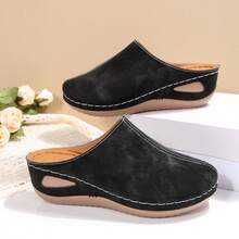 Hollow Out Wedge Sandals, Comfortable To Wear, Suitable For Long-Term Wear Such As Work And Shopping - Black - View 7