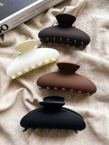 3 Pieces/1 Piece Of 9/3.54 Inch Hair Clips For Women, Stylish Hair Accessories In Black, White And Brown For Daily Hairstyling And Makeup. - 04黑色 - 查看 12