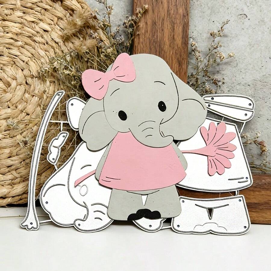 1pc Cute Little Animal-Elephant Metal Cutting Die, Suitable For Paper Card Making, Scrapbooking, Custom Card, Photo Album Craft Decoration