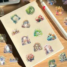 56 Stücke transparente Cottage-Garten PET-Aufkleber – vielseitige klare Aufkleber für Scrapbooking, Journaling, Kartenherstellung & DIY-Basteln | verträumte Anime-Blumenhof-Designs für Schreibwarenliebhaber | leicht abzuziehende Aufkleber für Planer - Frisch und sauber - Übersicht 5