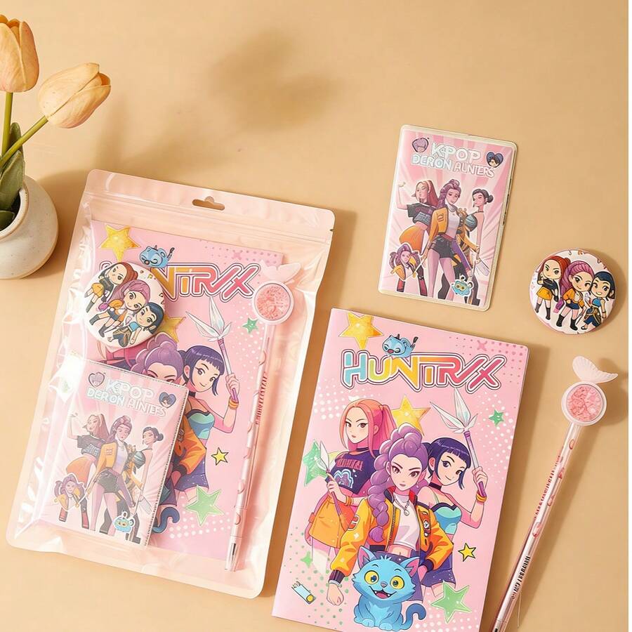 1件 K-POP 偶像女團巫師狩獵文具禮品套裝,可愛高價值小學文具組合,多功能學習配件適用於日常學習,粉絲完美的生日禮物、節日禮物與派對禮物 - A - 查看 1