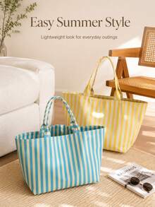 Bolso Tote Estilo Coreano Nuevo de Verano, Bolso de Hombro de Lona de Gran Capacidad para Desplazamientos, Bolso de Playa, Ideal para Viajes al Aire Libre y Temporada de Regreso a Clases, Regalo Único de Vacaciones, Regalo de Graduación, Regalo del Día de la Madre, Recuerdo - Multicolor - Ver 10