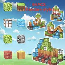 64 pièces/100 pièces Ensemble de blocs de construction magnétiques, cubes magnétiques ouverts pour enfants, jouet de construction créatif à assembler soi-même, jeu d'imagination à combinaison libre, jouet éducatif durable, convient aux garçons et aux filles, motifs aléatoires - Multicolore - Voir 6