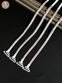 2/4pcs Multi-Color Rhinestone Bra Straps, Shiny Anti-Slip Elastic Straps For Cold Shoulder Dresses - Multicolor - View 13