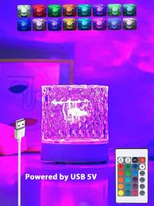 1 Peça Lâmpada de Onda Rotativa de 16 Cores, Lâmpada de Cabeceira para Quarto, Decoração de Parede para Sala de Estar, Iluminação de Humor para Restaurante/Bar, Luz Noturna RGB com Controle Remoto para Quarto, Design de Padrão de Onda Rotativa, Adequado para Quarto de Crianças, Quarto, Corredor, Presente de Aniversário para Amigos/Família/Meninas, Iluminação Dinâmica, Projeção Rotativa, Iluminação de Ambiente, Decoração de Quarto, Lâmpada - Lâmpada de projeção cilíndrica - Visão 5