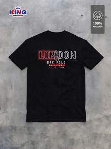Original HPC POLO T-Shirt With Round Neck And Short Sleeves – Themed Graphic Design "HPC: London England Heritage" – 100% Cotton - 黑色 - 查看 2
