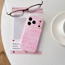1pc Pink Ditsy Floral 17 Pro Max/16 Pro/15/14 Protective Phone Case For Women, Creative Design - Pink - View 3