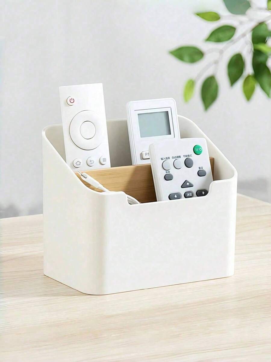 A Bamboo And Wood Material Multi-Functional Desktop Storage Box, An Innovative Desktop Organizing Storage Box, Suitable For Cosmetics, Stationery, Remote Controls, Etc. It Can Be Used Both As A Desktop Storage Organizer And As A Remote Control Stand.