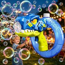 Cool T-Rex Automatic Bubble Gun, Large Capacity Ring-Shaped Leak-Proof Liquid Storage Design, One-Touch Continuous Bubble Output With Colorful Lights, Suitable For Birthday Parties, Beach Camping, Backyard Play And More, 3+ Years Old Boys And Girls, Children's Day, Christmas, 1st Birthday Gift Choice, Outdoor Parent-Child Interactive Atmosphere Toy - Multicolor - View 8