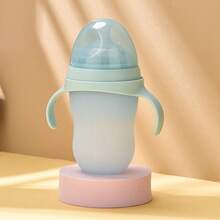 新生兒矽膠奶瓶 250ml，可拆卸雙把手，寬口設計方便清洗，防溢奶母乳感嬰兒奶瓶 - 彩色 - 查看 4