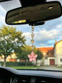 1個可愛櫻花汽車吊飾附蝴蝶吊飾，閃亮水晶後視鏡吊墜，汽車內飾裝飾配件 - 花朵蝴蝶 - 查看 8